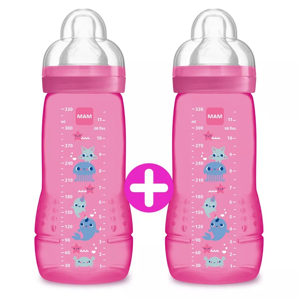 Lot de 2 biberons easy active anti-colique 330ml de Mam au meilleur prix  sur allobébé