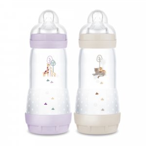 Lot de 2 biberons anti-colique 320 ml lilas et sable Mam