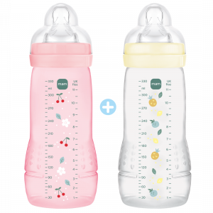 Lot de 2 biberons 330ml easy active coloré berry et pearl Mam