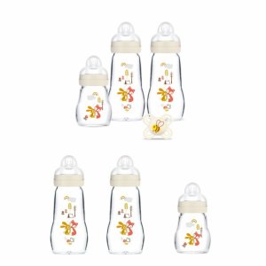 Coffret biberons verre lin (4*260ml 2*170ml et une sucette naissance) Mam