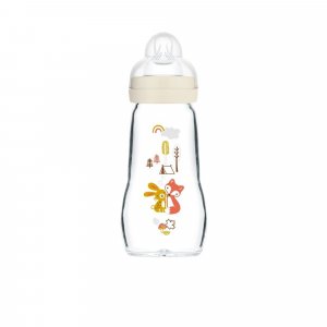 Coffret biberons verre lin (4*260ml 2*170ml et une sucette naissance) Mam