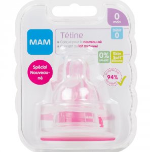 Lot de 2 tétines silicone debit 0 Mam