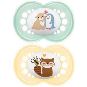 Lot de 2 sucettes 6 mois+ original classique coloris aléatoire Mam