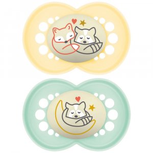 Lot de 2 sucettes original nuit 18 mois+ coloris aléatoire Mam