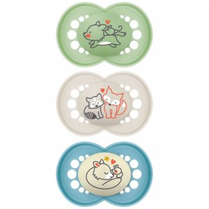 Lot de 3 sucettes 18 mois+ original bleu Mam