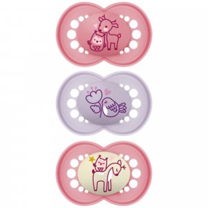 Lot de 3 sucettes 18 mois+ original rose coloris aléatoire Mam