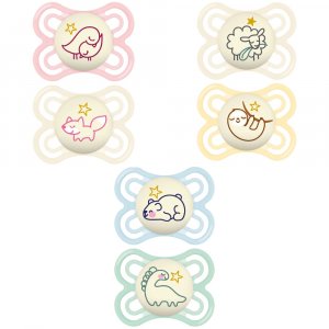 Lot de 2 sucettes perfect nuit tendance 2-6 mois coloris aléatoire Mam