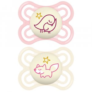 Lot de 2 sucettes perfect nuit tendance 2-6 mois coloris aléatoire Mam