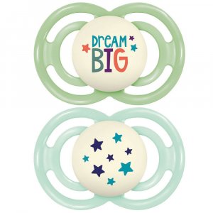 Lot de 2 sucettes perfect nuit tendance 18 mois+ coloris aléatoire Mam