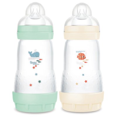 Lot de 2 biberons anti-colique 260 ml menthe et coton