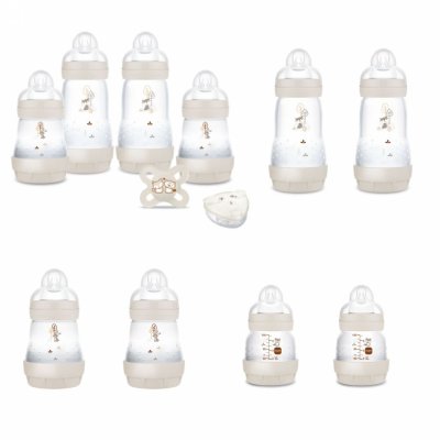 Coffret biberons naissance anti-colique sable (2*130 4*160 4*260 +1 sucette naissance et 1 boîte doseuse de lait )