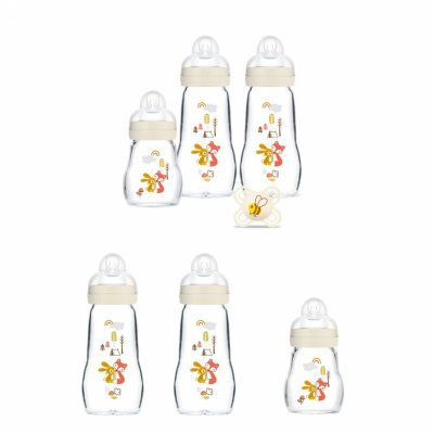 Coffret biberons verre lin (4*260ml 2*170ml et une sucette naissance)