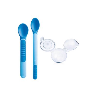 MAM Lot de 2 cuillères thermosensible bleu