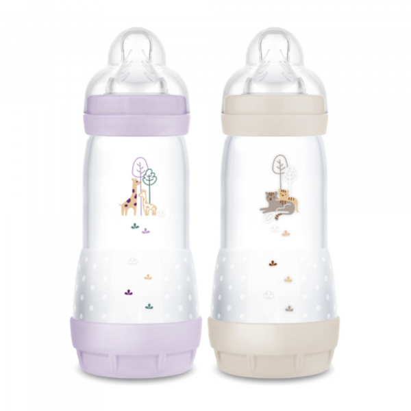 Lot de 2 biberons anti-colique 320 ml lilas et sable Mam