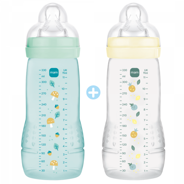 Lot de 2 biberons 330ml easy active coloré ice et pearl Mam