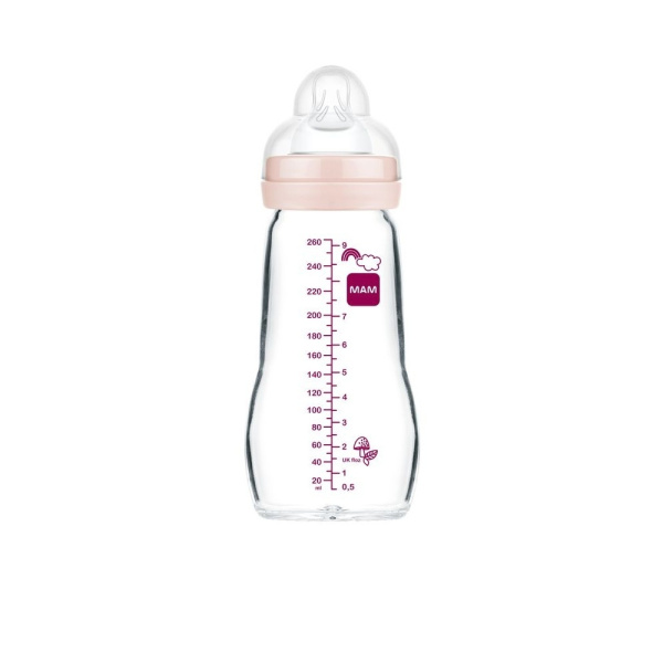 Biberon verre 260 ml rose Mam