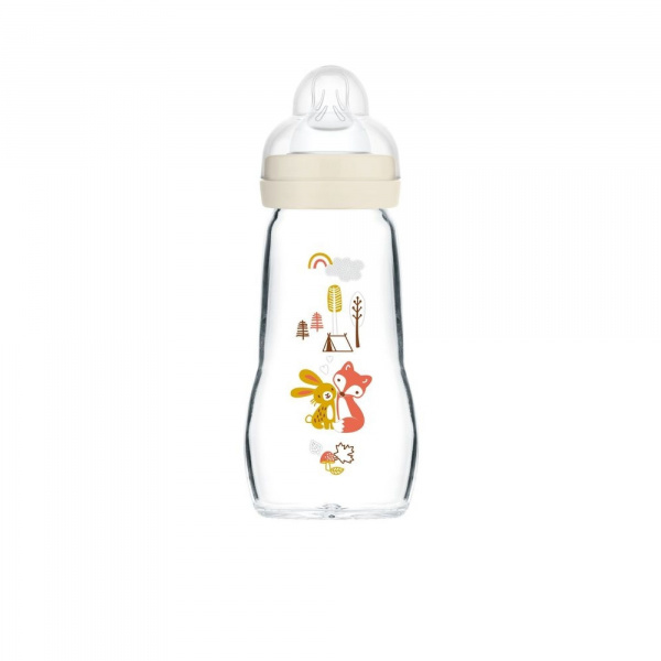 Coffret biberons verre lin (4*260ml 2*170ml et une sucette naissance) Mam