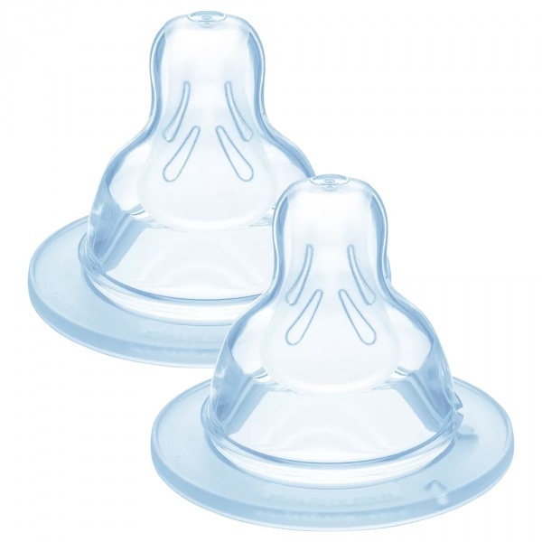 Lot de 2 tétines anatomique silicone debit 1 lent de Mam sur allobébé
