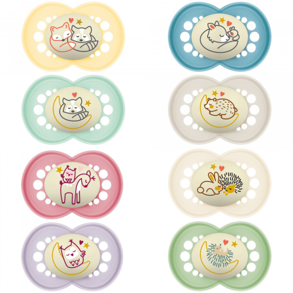 Lot de 2 sucettes original nuit 6 mois+ coloris aléatoire Mam