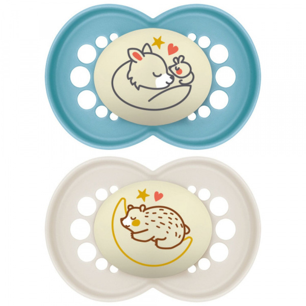 Lot de 2 sucettes original nuit 6 mois+ coloris aléatoire Mam