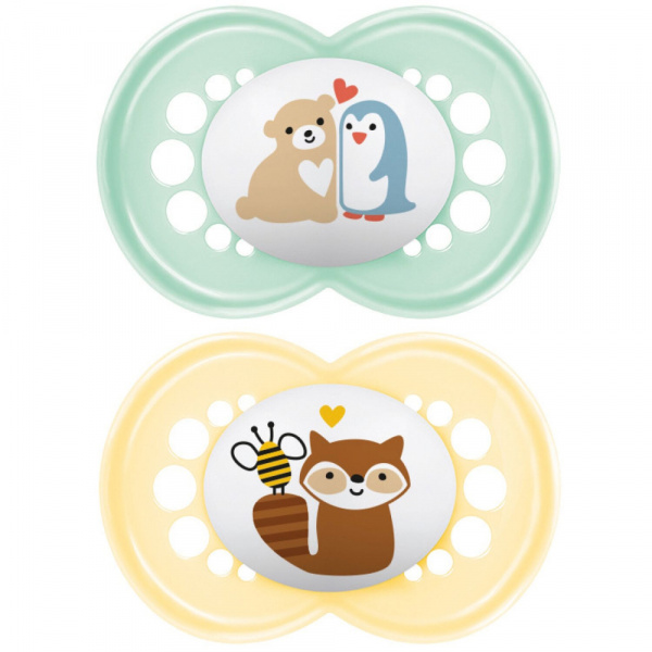 Lot de 2 sucettes 18 mois+ original classique aléatoire Mam