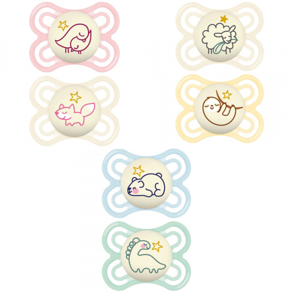 Lot de 2 sucettes perfect nuit tendance 2-6 mois coloris aléatoire Mam