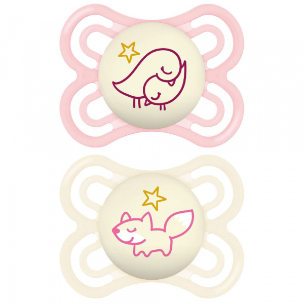 Lot de 2 sucettes perfect nuit tendance 2-6 mois coloris aléatoire Mam