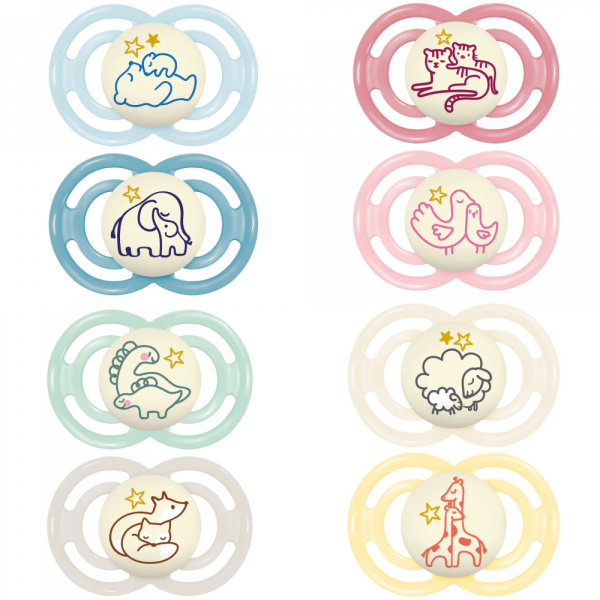 Lot de 2 sucettes perfect nuit tendance 6 mois+ coloris aléatoire Mam