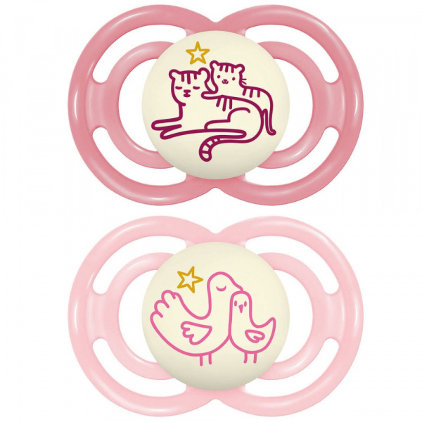 Lot de 2 sucettes nuit 18 mois+ perfect nuit animaux coloris aléatoire Mam