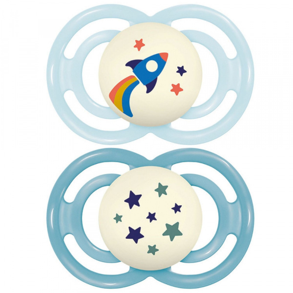 Lot de 2 sucettes perfect nuit tendance 18 mois+ coloris aléatoire Mam