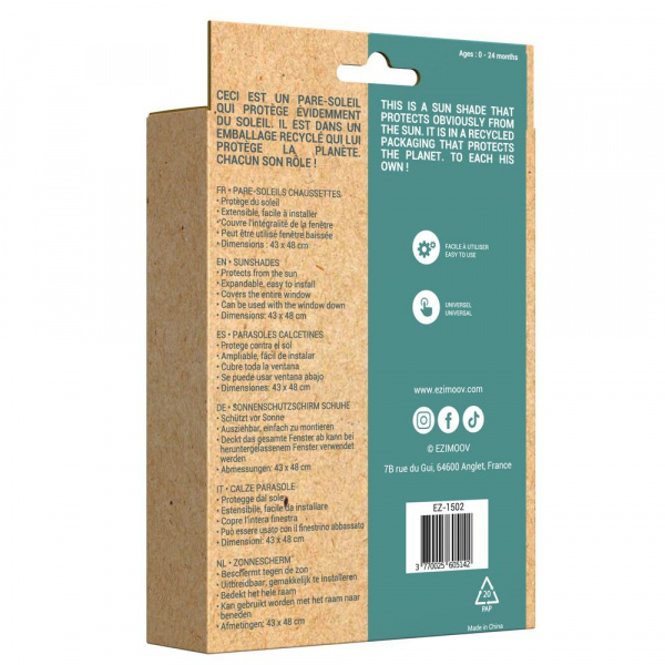 Lot de 2 chaussettes pare-soleil noir taille m Ezimoov