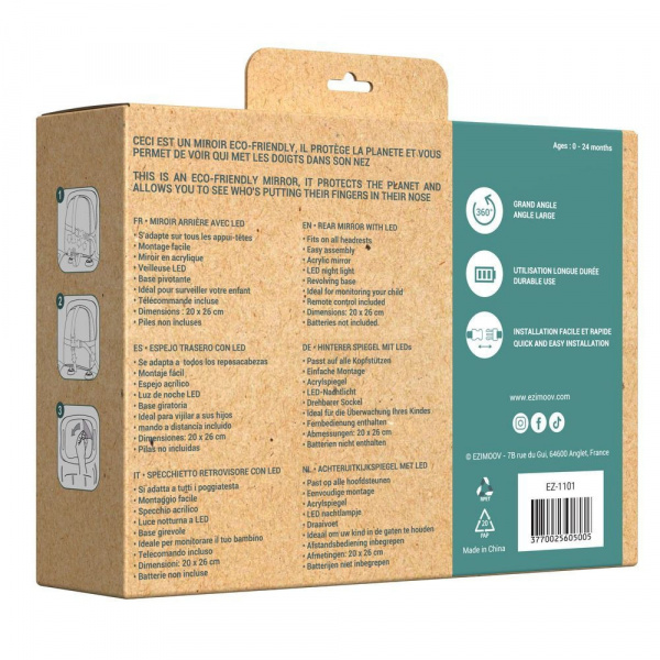 Rétroviseur bébé ezi mirror led - eco friendly Ezimoov