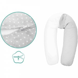 Coussin d'allaitement microbille gris pois blanc Fillikid