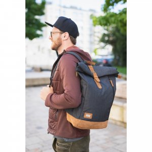 Sac à dos à langer rolltop berlin mélange noir Fillikid