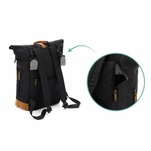 Sac à dos à langer rolltop berlin mélange noir Fillikid