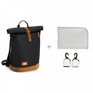 Sac à dos à langer rolltop berlin mélange noir Fillikid