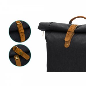 Sac à dos à langer rolltop berlin mélange noir Fillikid