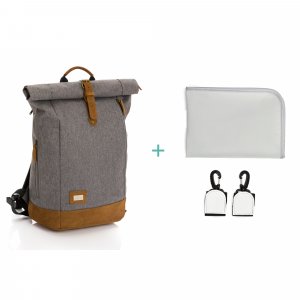 Sac à dos à langer rolltop berlin mélange gris Fillikid