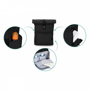 Sac à dos à langer rolltop tokio mélange noir Fillikid