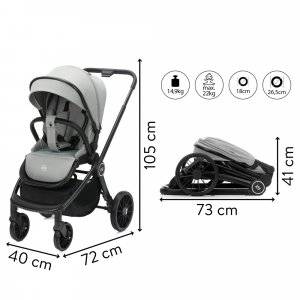 Le set de poussette baby stroller 2 in 1 cougar gris Fillikid