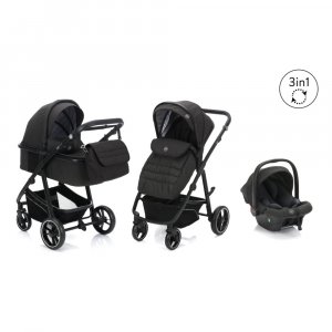 Poussette trio combinée 3en1 jaguar mélange gris foncé Fillikid