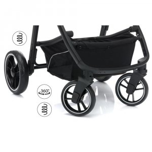 Poussette trio combinée 3en1 jaguar mélange gris foncé Fillikid