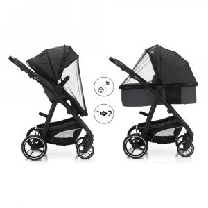 Poussette trio combinée 3en1 jaguar mélange gris foncé Fillikid