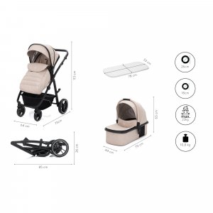 Poussette trio combinée 3en1 jaguar mélange naturel Fillikid