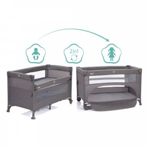 Lit parapluie avec roulettes porto gris Fillikid