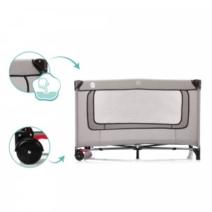 Lit parapluie avec roulettes paris gris clair Fillikid