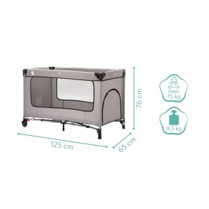 Lit parapluie avec roulettes paris gris clair Fillikid