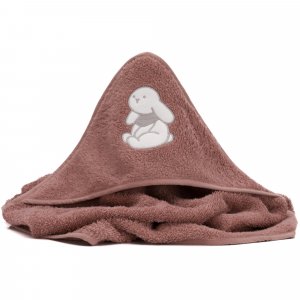 Serviette de bain à capuche 75x75 cm, rose lapin Fillikid