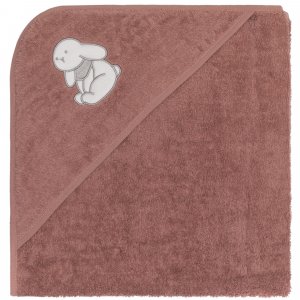 Serviette de bain à capuche 75x75 cm, rose lapin Fillikid