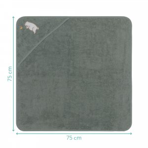 Serviette de bain enfant à capuche 75x75 cm, ours vert Fillikid